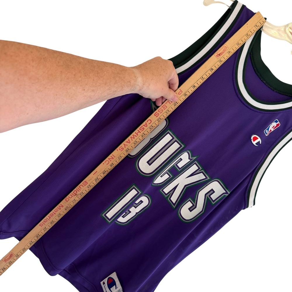 Champion Milwaukee Bucks Glenn Robinson 13 Jersey VTG 90s Purple NBA 40 Medium - Picture 10 of 10